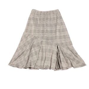 Emi & Joe Black White Glen Plaid Asymmetrical Slit Midi Skirt Large MS18851